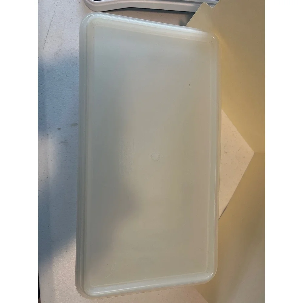 Vintage Tupperware 677 Rectangular Storage Container with Lid Frosted Clear